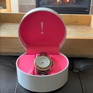 Isaac Mizrahi Live ceramic watch, chocolate color